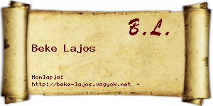 Beke Lajos névjegykártya
